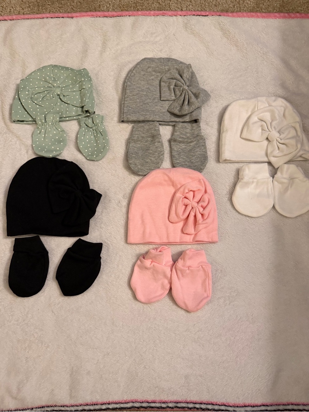 Baby Knit Hat and Mittens Set - Pink